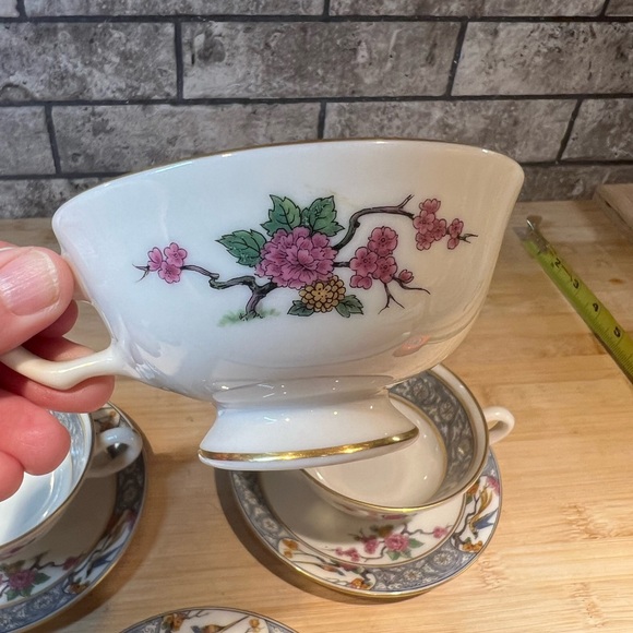 Vintage Lenox Ming-Birds Set of 3 cups and 3 saucers 1953-63 Gold Back Stamp - Picture 3 of 8